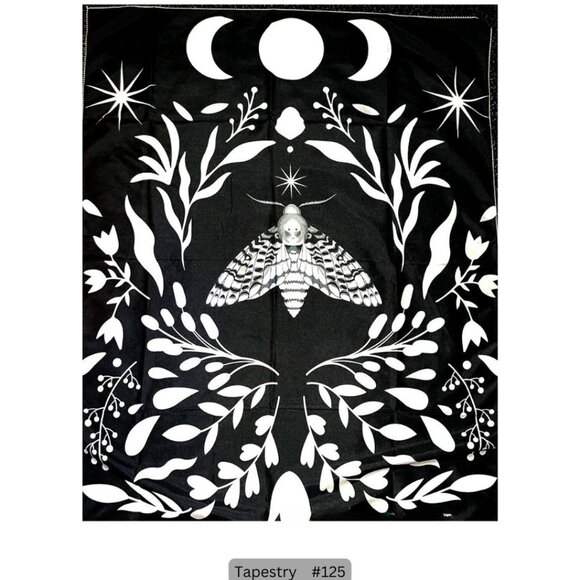 Black Moon Moth Tapestry Hanging Wall Decor - Picture 1 of 1